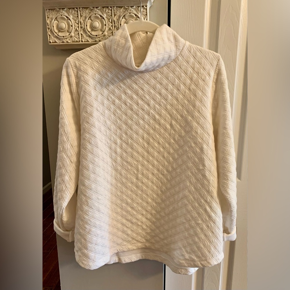 J.Crew Ivory Quilted Mockneck Long Sleeve Pullover Size Large NWT - Picture 4 of 9